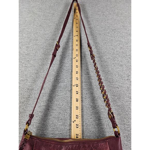 ELLIOTT LUCCA WOMEN'S GWEN BURGANDY PEBBLED LEATHER SHOULDER CROSSBODY BAG - Picture 13 of 15